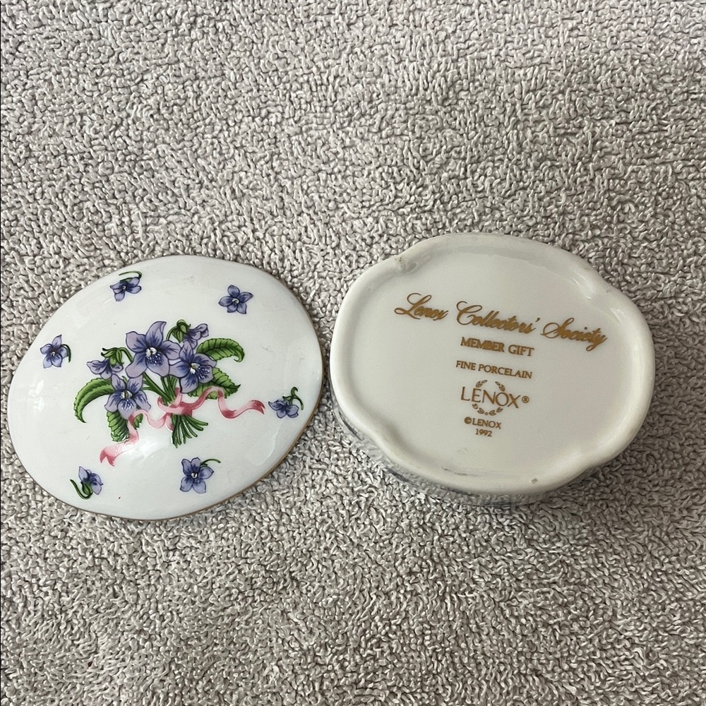 Lenox Porcelain Box with Purple Floral Accents